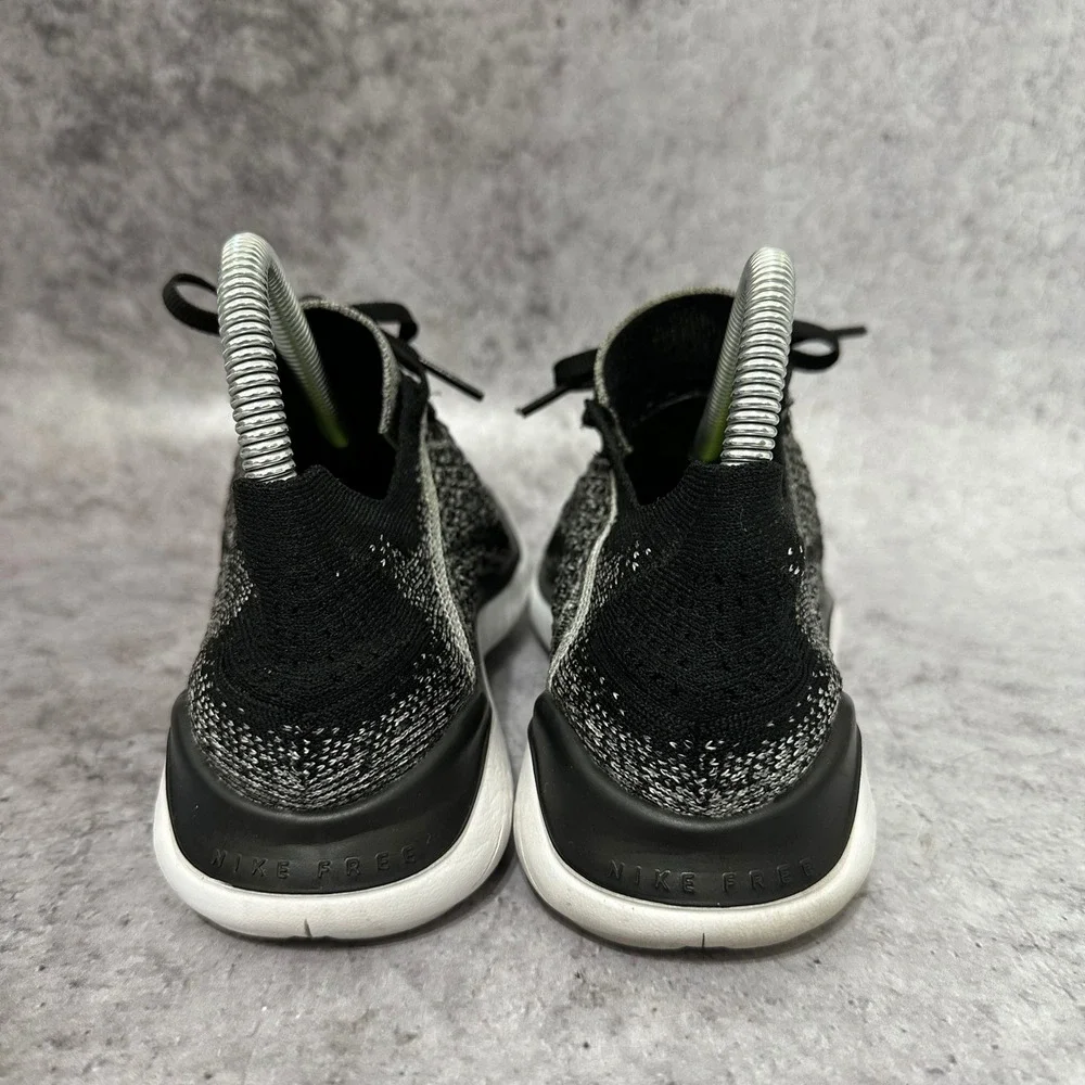 Nike Free RN Flyknit 2018 Womens 7 Oreo Black White Running Shoes 942839-101